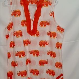Crown & Ivy Beach Sleeveless Elephants Shirt Large